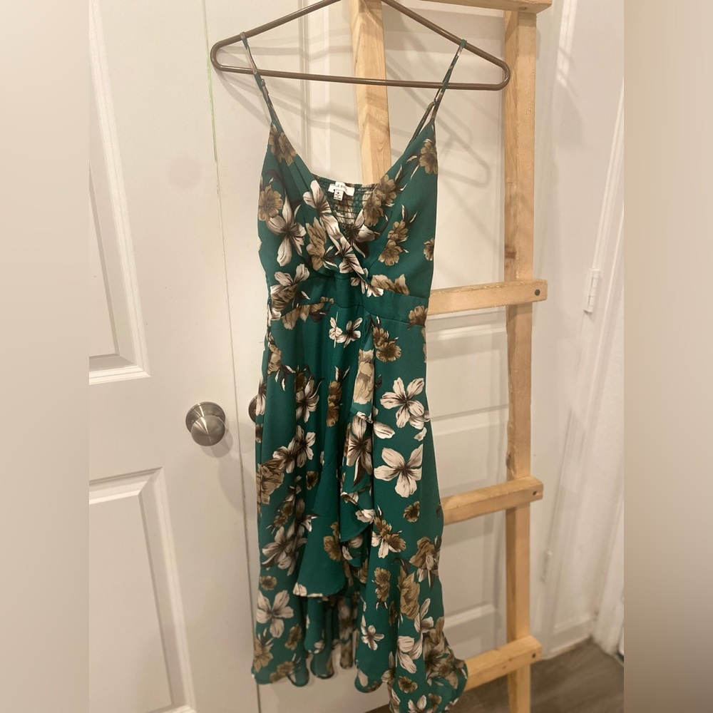 Purple Snow Green Floral Dress